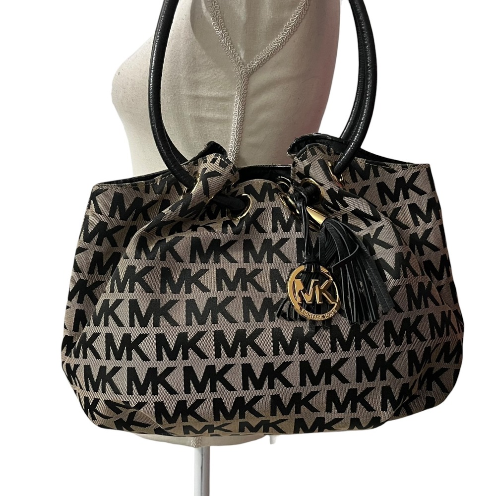 Michael Kors Monogram Drawstring Bucket Bag Gray … - image 2